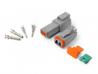 Коннектор папа-мама герметичный серый (4 пина)