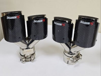 насадка на глушитель Akrapovic style с карбоном 63/89 двойная пара (глянец) УЦЕНКА