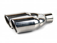 Насадка на глушитель двойная 60х76х288мм (хром)