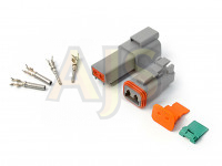 Коннектор папа-мама герметичный серый (2 пина)