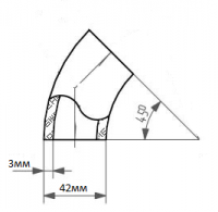 Отвод SS304 для глушителей 42мм*3мм. 45гр