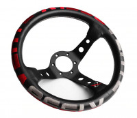 Руль спортивный Vertex 1996  с выносом экокожа без перфорации (красный)